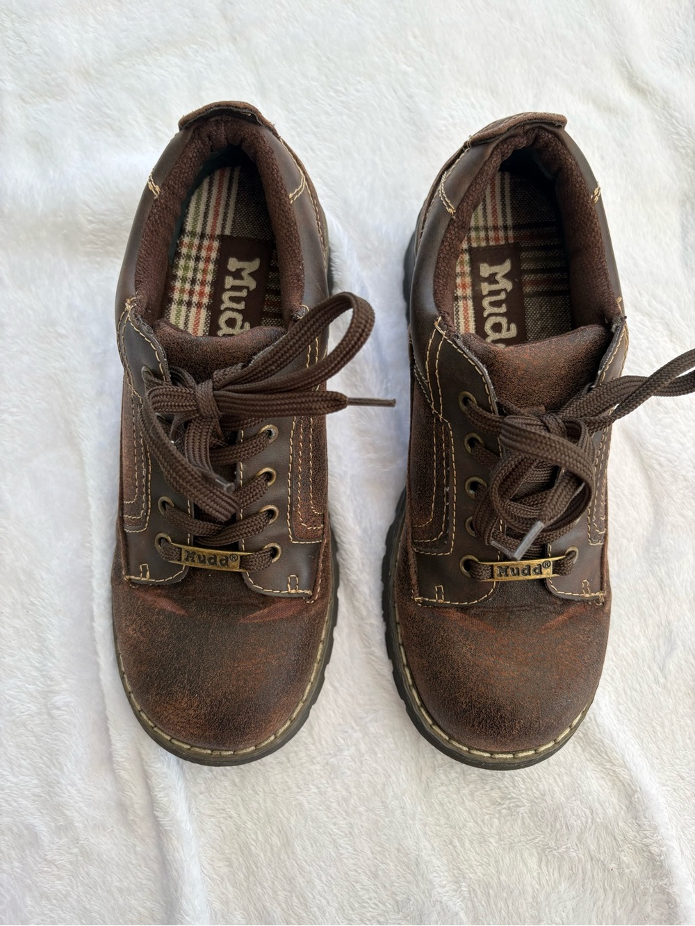 Mudd size 7.5 chunky y2k Brown Suede Leather Lace-Up platform Sneakers delia - Picture 2 of 12